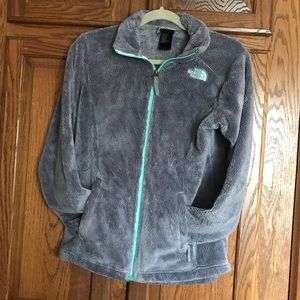 Girls Northface Fleece gray/turquoise